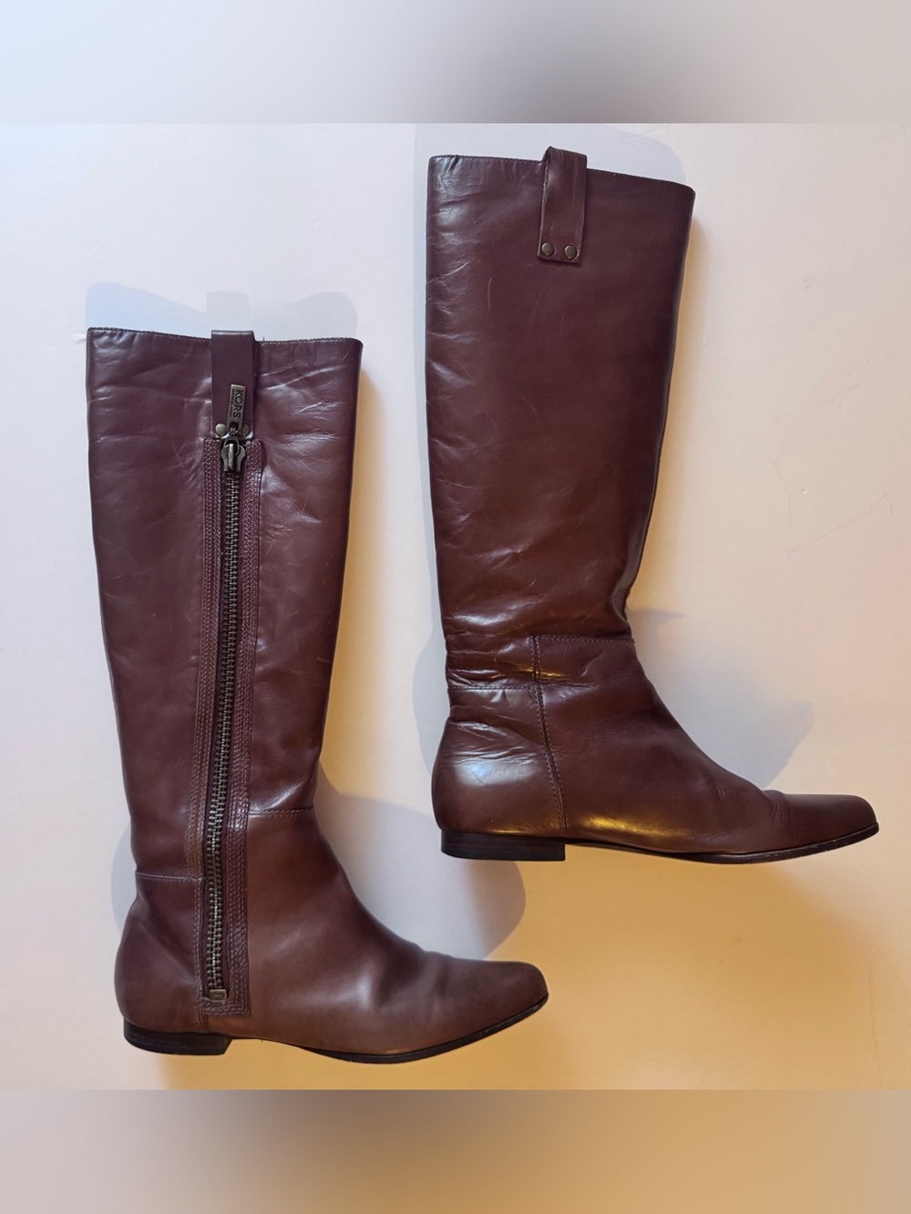 Michael Kors Brinks Leather Riding Boots in Brown Genuine Leather Size 7M
